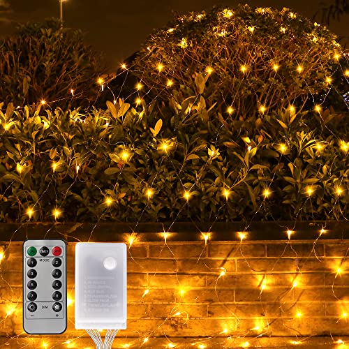 Vegena Lichternetz LED Netz 3x3m, Lichterkette Netz mit Timer Fernbedienung 8 Modi 320 LEDs Lichterketten Netz Lichternetz Außen Innen für Geburstag Party Hochzeit Weihnachten Dekoration, Warmweiß von Vegena