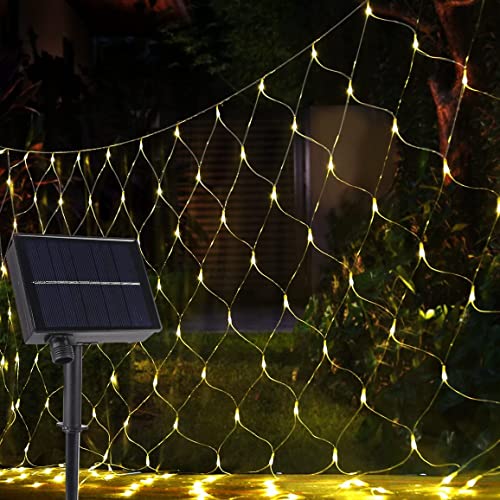 Vegena Solar LED Lichternetz 3x2m, 192 LEDs Lichterkette Netz mit Fernbedienung & Timer 8 Modi Lichterketten für Außen Innen Party Garten Balkon Hochzeit Geburstag Weihnachten Dekoration, Warmweiß von Vegena