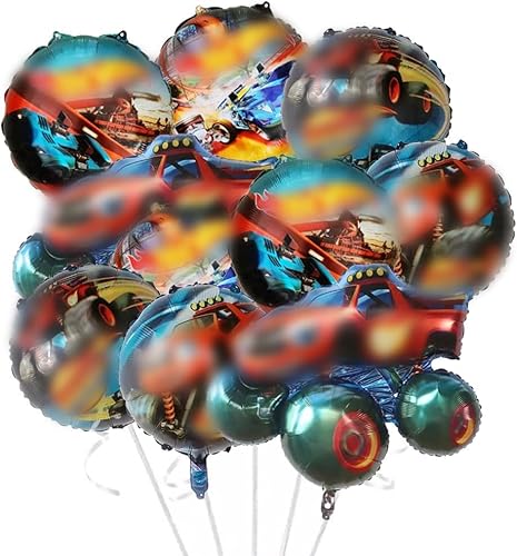 Veghee Monster Truck Foil Balloons, 10 Pieces Truck Balloon Racing Car Party Decoration, Children's Birthday Decoration Set with Racing Car Balloon von Veghee