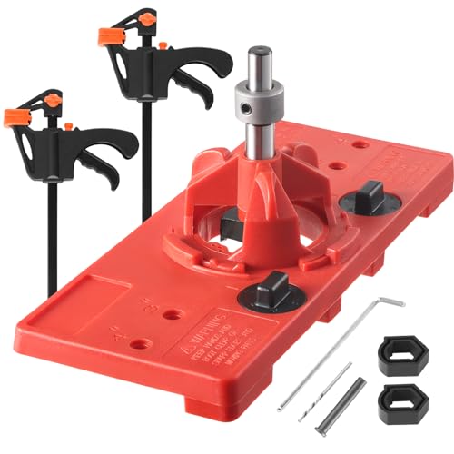 Vehoukli 35 mm Scharnierschablonen,Bohrschablone für Topfscharniere,35 mm Forstnerbohrer and 2 Stück Mini Quick Einhandzwinge 10cm,Scharnierbohrlehre für Scharniere an Schranktüren von Vehoukli