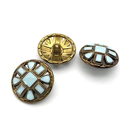 Runde Vintage-Mantelknöpfe, 6 Stück/Los, hohle blaue Öl-Metallknöpfe, handgenähte Mantelknöpfe-HS762-13,20 mm (Color : Hs762 11, Size : 25mm) von VekkEr