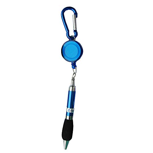 Ausziehbarer Ausweishalter, multifunktionaler Stift mit Karabiner, Schlüsselanhänger, Kugelschreiber, blau, 0,7 mm, 1 Stück, praktisch und nützlich von Vektenxi