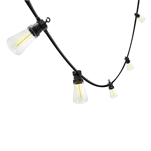 RETRO: IP44 erweiterbare Lichtgirlande, 15 Meter, 20 "Filament" LED-Leuchtmittel, schwarz von Velamp