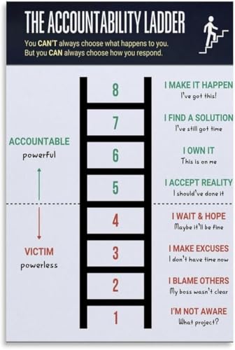 VelfDuel Wandkunst, "The Ladder of Accountability", Poster, Selbstverbesserung, Leiter-Diagramm, Poster, Klassenzimmer-Poster, Metall-Blechschild, Poster, Wandkunst für Schlafzimmer, Wohnzimmer von VelfDuel