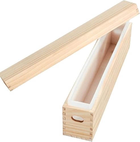 Silikon Seifenformen mit Holzkiste und Abdeckung, Rechteckseifenformen für Seifenherstellung Silikon Seifenformen mit Holzkiste und Abdeckung, Rechteckseifenformen für Seifenherstellung von Velibobo