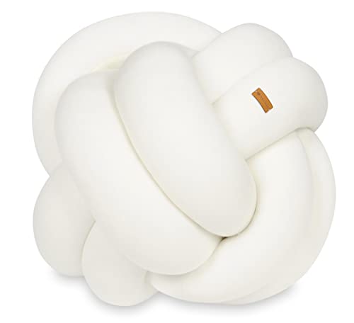 Knotenkissen Dekokissen Sofakissen Affenfaust-Kissen Türstopper 30x30cm (Muster: cremefarben) von Velinda