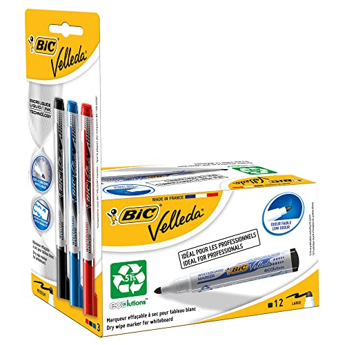 VELLEDA 942234 – Pack von 12 Marker Whiteboard und 3 Vorbehalte Tintenpatrone, Schwarz VELLEDA 942234 – Pack von 12 Marker Whiteboard und 3 Vorbehalte Tintenpatrone, Schwarz von Velleda