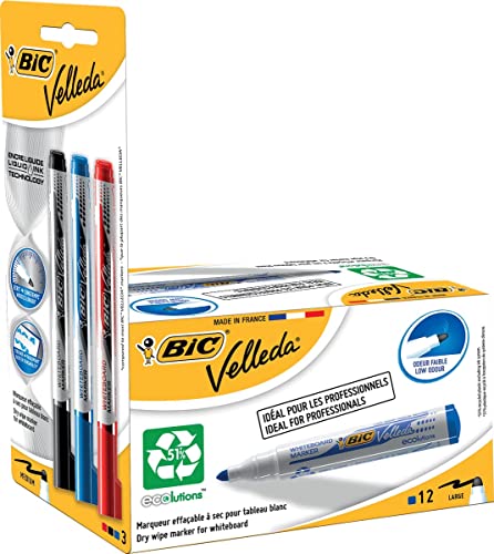 VELLEDA 942235 – Pack von 12 Marker Whiteboard und 3 Vorbehalte Tintenpatrone, Blau VELLEDA 942235 – Pack von 12 Marker Whiteboard und 3 Vorbehalte Tintenpatrone, Blau von BIC