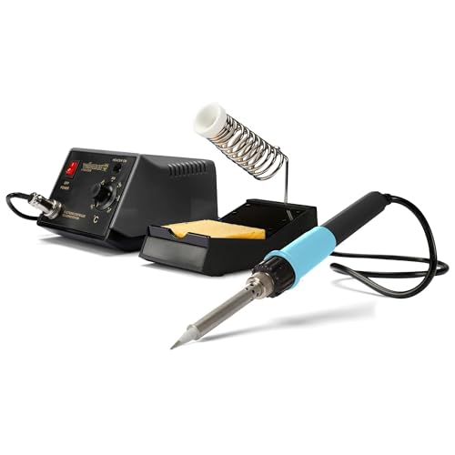 Velleman Lötstation Set 48 W mit keramischem Heizkörper analog, mit Lötkolben, Lötkolbenständer und Reinigungsschwamm, Lötset, Löt- und Entlötgeräte, einstellbare Temperatur 150-420 °C von Velleman