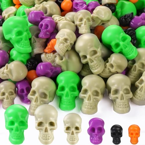 Vellibring 150 Stück Halloween-Mini-Totenkopf-Dekoration, Kunststoff, Miniatur-Schädel, Halloween-DIY-Harz-Skelett-Kopf-Figuren für Halloween, Vasenfüller, Trickspielzeug, Party-Tischdekoration Vellibring 150 Stück Halloween-Mini-Totenkopf-Dekoration, Kunststoff, Miniatur-Schädel, Halloween-DIY-Harz-Skelett-Kopf-Figuren für Halloween, Vasenfüller, Trickspielzeug, Party-Tischdekoration von Vellibring