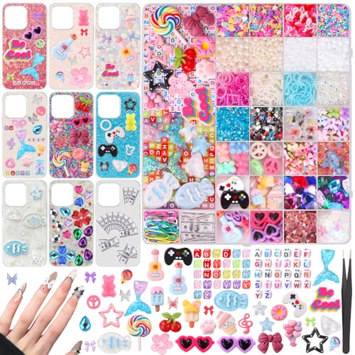 Vellibring 3280-teiliges Junk-Etui-Charm-Set, Anhänger zum Personalisieren von Handyhüllen, Nagelzubehör, Schleife, Buchstaben, Perlen, Perlen, flache Rückseite, Strasssteine, DIY-Dekoration, Handwerk Vellibring 3280-teiliges Junk-Etui-Charm-Set, Anhänger zum Personalisieren von Handyhüllen, Nagelzubehör, Schleife, Buchstaben, Perlen, Perlen, flache Rückseite, Strasssteine, DIY-Dekoration, Handwerk von Vellibring