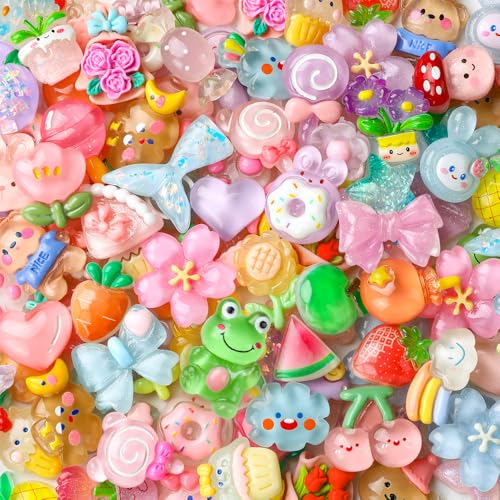 Vellibring 60 x Schleim-Charms, gemischt, flache Rückseite, Kunstharz, Cartoon-Anima-Charms, Dekorationen für DIY, Basteln, Handyhüllen, Nägel, Scrapbooking Vellibring 60 x Schleim-Charms, gemischt, flache Rückseite, Kunstharz, Cartoon-Anima-Charms, Dekorationen für DIY, Basteln, Handyhüllen, Nägel, Scrapbooking von Vellibring