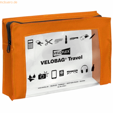 6 x Veloflex Reißverschlusstasche Velobag Travel A5 orange von Veloflex