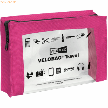 6 x Veloflex Reißverschlusstasche Velocolor Travel PVC pink A5 230x160 von Veloflex
