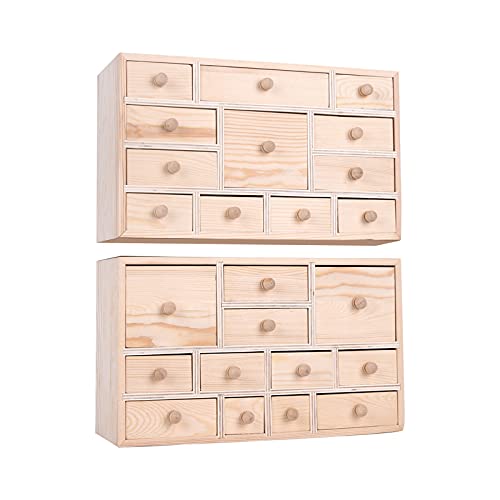 Vencer - Adventskalender aus Holz,mit 24 Schubladen,unlackiertes Holz,Apothekerschrank,für Kinder,Bastelideen-Organizer,2 Stüc,VYO-066 Vencer - Adventskalender aus Holz,mit 24 Schubladen,unlackiertes Holz,Apothekerschrank,für Kinder,Bastelideen-Organizer,2 Stüc,VYO-066 von Vencer
