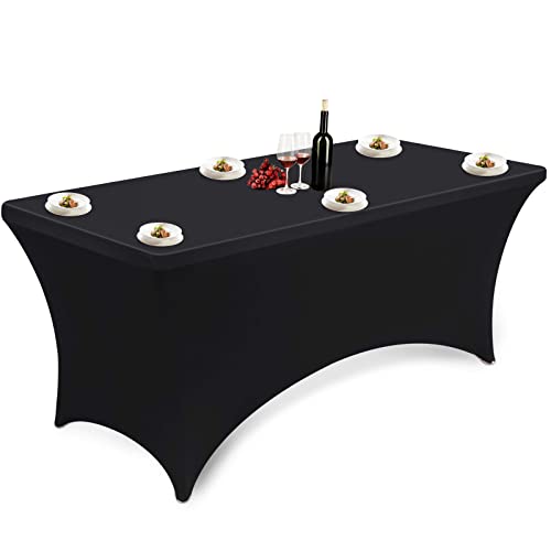 Stretch Stehtisch Husse 183x75x75 cm Tischwäsche Elastische Tischhusse Abwaschbar Tischabdeckung für Bar Geburtstagsfeier Party Hochzeit Bistrotische 6ft(Schwarz) von Venga amigos