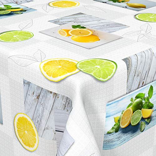Venilia Wachstuch-Tischdecke mit Aufdruck Lemon Rechteckig, Tischtuch, Tischwäsche, Wachstischdecke, flüssigkeitsundurchlässig, pflegeleicht, 1,4 x 1,6m, 55242 von Venilia