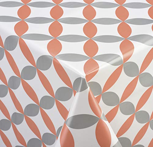 Venilia Tischdecke Luna orange Tischtuch Tischwäsche Wachstuch pflegeleicht wasserabweisend Oval 140 x 200 cm, PVC-Polyester von Venilia