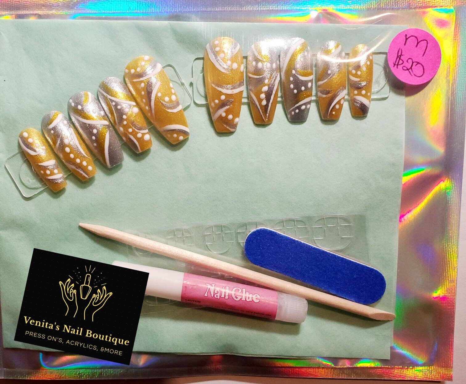 Handgefertigt Druck Auf Nagel Set Handgefertigt Druck Auf Nagel Set von VenitasNailBoutique