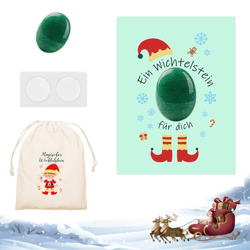 Magischer Wichtelstein, Kinder Glückssteine Set mit Edelsteine Jutesäckchen und Magische Steine Kärtchen, Wichtel Zubehör Weihnachten als Weihnachts Geschenk, Glücksbringer für Jungen Mädchen (Grün) Magischer Wichtelstein, Kinder Glückssteine Set mit Edelsteine Jutesäckchen und Magische Steine Kärtchen, Wichtel Zubehör Weihnachten als Weihnachts Geschenk, Glücksbringer für Jungen Mädchen (Grün) von Ventufelix