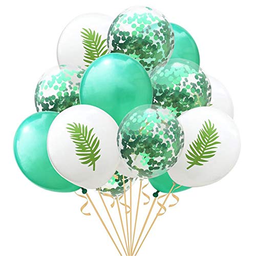 15 Stück12 Zoll Latexballons, aufblasbare Luftballons aus Bananenblatt-Latex, Konfetti-Ballon-Deko-Set, klare Luftballons für Geburtstag, Baby Shower Hawaii Party Decor Kulisse Photobooth Requisiten von Venus valink