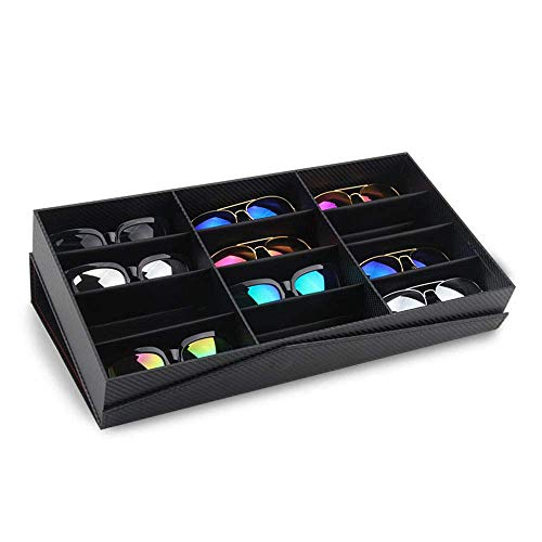 Brillenbox mit 12 Fächern, Brillenorganizer, Sortierbox, Sonnenbrillenaufbewahrung, Brillenaufbewahrung, Schmuckuhren, Showbox, Organizer, Sonnenbrillenetui von Valink
