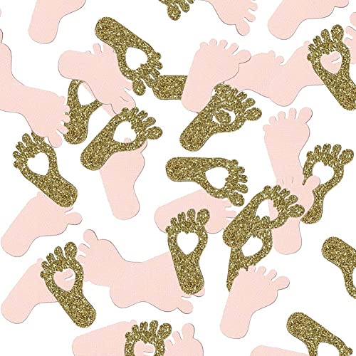 Baby Fußabdruck Konfetti 100 Stück/Set Glitter Baby Geschlecht offenbaren Konfetti für Geburtstagsfeier Hochzeit Tischzubehör von Vepoty