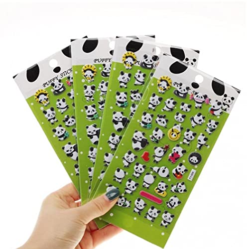 Niedlicher Panda-Puffy-Aufkleber 4 Stück 3D-Tier-Blasen-Aufkleber wasserdicht Vinyl-Aufkleber Handwerk Scrapbooking-Aufkleber-Set für Tagebuch-Album von Vepoty