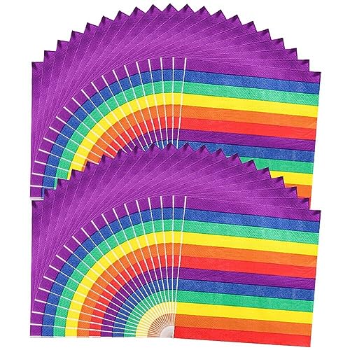 Regenbogen-Serviette, 40 Stück, bunte Papierservietten, Cocktail-Papier-Gästeservietten für Party-Geschirr-Zubehör von Vepoty