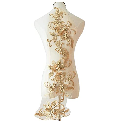 Spitzenstickstätte Blumenfleck, Nähen Stoff Applique Hochzeitskleid Kostüm Dekorative Aufkleber Diy Bastelgold Gold von Vepoty