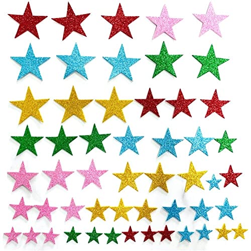 Stern-Schaumstoff-Aufkleber, 70 Stück/Packung, mehrfarbige Schaumstoff-Aufkleber, Mini-Sterne, Glitzer-Aufkleber für Scrapbooking, Kunsthandwerk von Vepoty