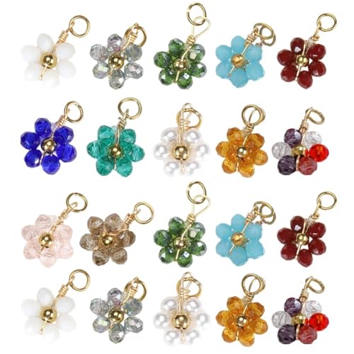 Vepoty 20 Stück Blumenperlen-Charms, Süße Blumenanhänger, Schmuckherstellung, Charms Für DIY, Handgefertigte Bastelarbeiten, Halsketten, Armbänder, Zubehör Vepoty 20 Stück Blumenperlen-Charms, Süße Blumenanhänger, Schmuckherstellung, Charms Für DIY, Handgefertigte Bastelarbeiten, Halsketten, Armbänder, Zubehör von Vepoty