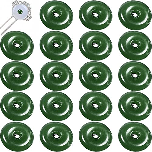 Vepoty 20 Stück Jade-Perlen, Kreis, grüne Jade, Anhänger, Glück, Glück, Frieden, Schnalle, Anhänger für die Schmuckherstellung von Vepoty