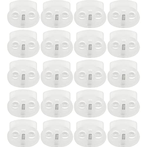 Vepoty Doppelloch-Kunststoff-Schnurschlösser, 20 Stück Endfeder, ovaler Verschluss, Knebelstopper, Schieber für Kordelzug, Schnürsenkel von Vepoty