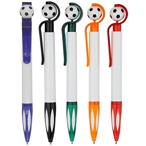 Vepoty Fußball-Form-Stifte, 5 Stück, einziehbare Kugelschreiber, Sport-Schreibstift, lustige Rollkugelschreiber für Schule, Büro von Vepoty
