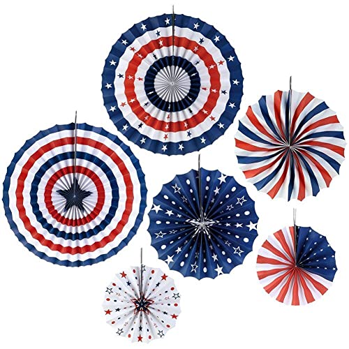 Vepoty Hängende Papierfächer zum Unabhängigkeitstag, 6 Stück, USA-Motto, patriotische Dekoration, Papierfächer für Memorial Day, Festival, Party Vepoty Hängende Papierfächer zum Unabhängigkeitstag, 6 Stück, USA-Motto, patriotische Dekoration, Papierfächer für Memorial Day, Festival, Party von Vepoty