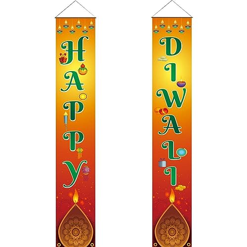 Vepoty Happy Diwali Veranda-Banner Feiertagsparty Haustür-Schild Wandbehang Banner indische Lichterfest-Dekoration von Vepoty