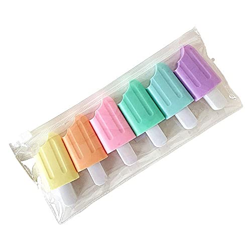 Vepoty Niedliche Textmarker, 6 Stück, Cartoon-Eiscreme-Form, Fluoreszierende Marker, Mini-Kunstmarker, Schule, Bürobedarf Vepoty Niedliche Textmarker, 6 Stück, Cartoon-Eiscreme-Form, Fluoreszierende Marker, Mini-Kunstmarker, Schule, Bürobedarf von Vepoty