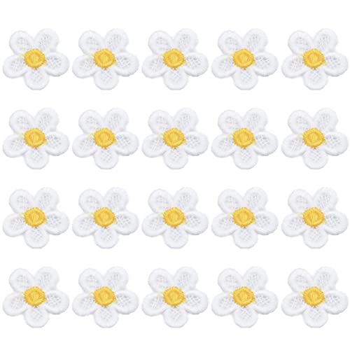Vepoty Gehäkelte Blumenapplikationen, 20 Stück, Brautkleid, bestickte Aufnäher, Kopfbedeckung, Haarspangen, Schleifendekor-Accessoires von Vepoty