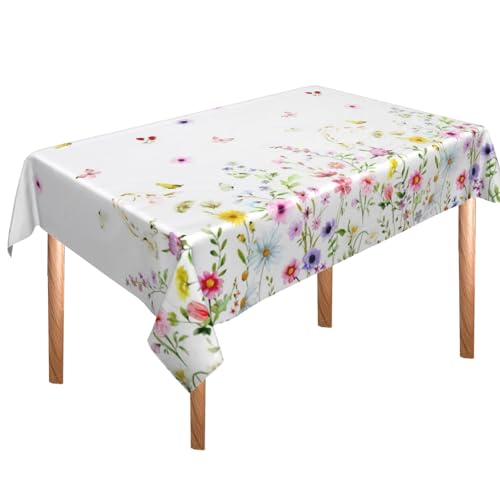 2 Stück Blumen Tischdecke(137cmX274cm),Bunt Geburtstagstischdecke mit Schmetterlingen,Kindergeburtstag Frühlingsdekoration,Party Tischdecke für Garten Hochzeit Party von VerLuky