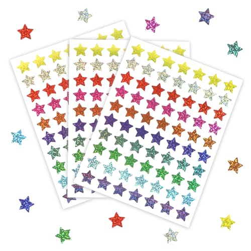 2100 Stück Glitzer Sterne Sticker 10 Farben,1,5cm Bunt Belohnung Stern Aufkleber,Glitzer Sticker Selbstklebend für Belohnungssticker DIY Kalende Handwerk Scrapbooking von VerLuky
