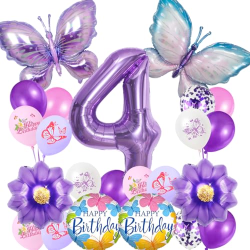 Schmetterling Ballon 4. Geburtstagsdeko Mädchen,Geburtstag Mädchen 4 Jahre,Luftballons Geburtstag Mädchen,Lila Schmetterling Folienballon,Geburtstagdeko Party Dekoration für Kinder Schmetterling Ballon 4. Geburtstagsdeko Mädchen,Geburtstag Mädchen 4 Jahre,Luftballons Geburtstag Mädchen,Lila Schmetterling Folienballon,Geburtstagdeko Party Dekoration für Kinder von VerLuky