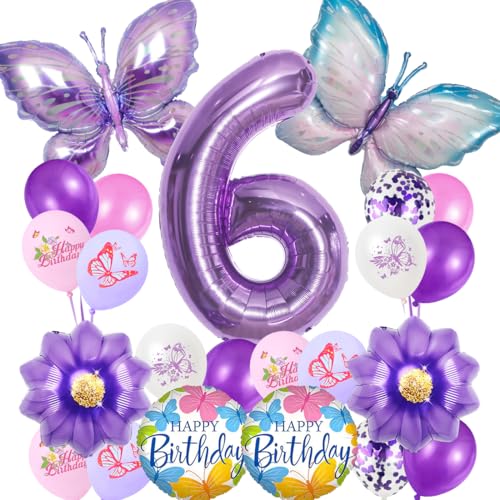 Schmetterling Ballon 6. Geburtstagsdeko Mädchen,Geburtstag Mädchen 6 Jahre,Luftballons Geburtstag Mädchen,Lila Schmetterling Folienballon,Geburtstagdeko Party Dekoration für Kinder Schmetterling Ballon 6. Geburtstagsdeko Mädchen,Geburtstag Mädchen 6 Jahre,Luftballons Geburtstag Mädchen,Lila Schmetterling Folienballon,Geburtstagdeko Party Dekoration für Kinder von VerLuky