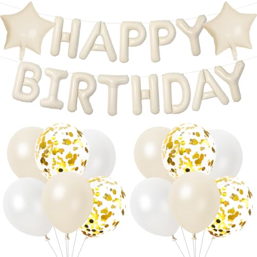 Luftballons Geburtstag Dekoration Creme Weiß, Happy Birthday Luftballon Girlande, Creme Luftballon Konfetti Ballons, Geburtstagdeko Folienballons, Happy Birthday Banner für Geburtstag Party Dekoration Luftballons Geburtstag Dekoration Creme Weiß, Happy Birthday Luftballon Girlande, Creme Luftballon Konfetti Ballons, Geburtstagdeko Folienballons, Happy Birthday Banner für Geburtstag Party Dekoration von VerLuky