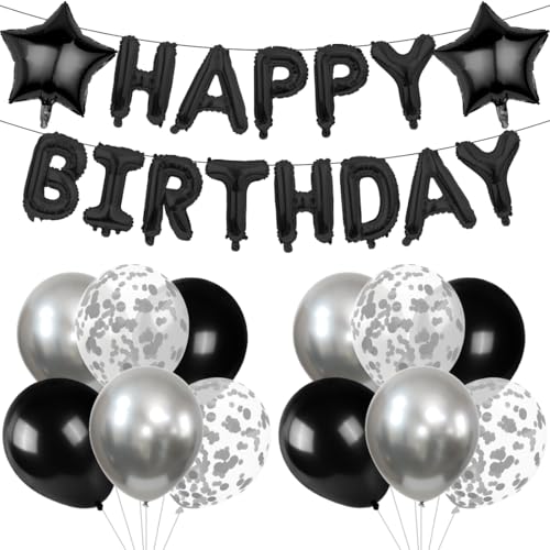 Luftballons Geburtstag Dekoration Schwarz, Happy Birthday Luftballon Girlande, Schwarz Luftballon Konfetti Ballons, Geburtstagdeko Folienballons, Happy Birthday Banner für Geburtstag Party Dekoration Luftballons Geburtstag Dekoration Schwarz, Happy Birthday Luftballon Girlande, Schwarz Luftballon Konfetti Ballons, Geburtstagdeko Folienballons, Happy Birthday Banner für Geburtstag Party Dekoration von VerLuky