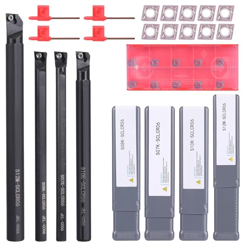 VerRich 4 Stück S07K/S08K/S10K/S12M-SCLCR06 Drehmaschinen-Bohrstange, Drehwerkzeug-Halter, Set mit 10 Stück CCMT0602 Hartmetall-Einsätzen + 4 Stück Schraubenschlüssel VerRich 4 Stück S07K/S08K/S10K/S12M-SCLCR06 Drehmaschinen-Bohrstange, Drehwerkzeug-Halter, Set mit 10 Stück CCMT0602 Hartmetall-Einsätzen + 4 Stück Schraubenschlüssel von VerRich