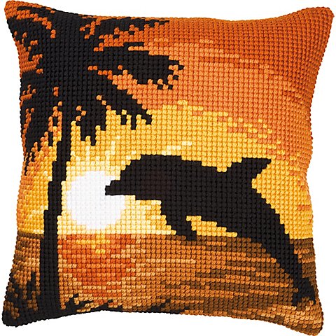 Kreuzstichkissen "Delfin im Sonnenuntergang" Kreuzstichkissen "Delfin im Sonnenuntergang" von Verachtert