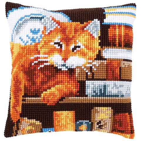 Kreuzstichkissen "Katze auf Bücher" Kreuzstichkissen "Katze auf Bücher" von Verachtert