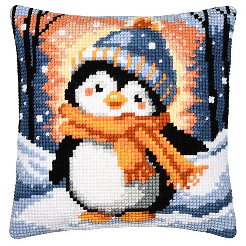 Kreuzstichkissen "Pinguin mit Mütze & Schal" Kreuzstichkissen "Pinguin mit Mütze & Schal" von Verachtert