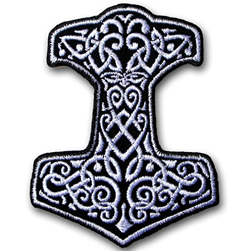 Verani Wikinger Thor Hammer Patch bestickt nordischer Mjolnir Gott Odin Celtic Valhalla Emblem Abzeichen Logo Weste Jacke Hut Hoodie Rucksack Patch Aufbügeln von Verani Shop